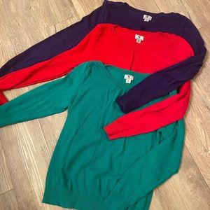 Lot of 3 Christmas Color Sweaters- Worthington